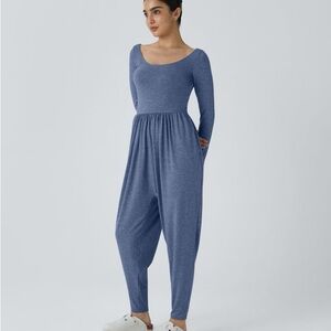 HALARA Long Sleeve Blue Jumpsuit